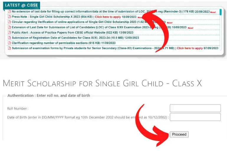 CBSE Single Girl Child Scholarship 2023-24