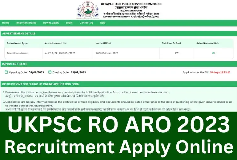 UKPSC RO ARO Recruitment 2023