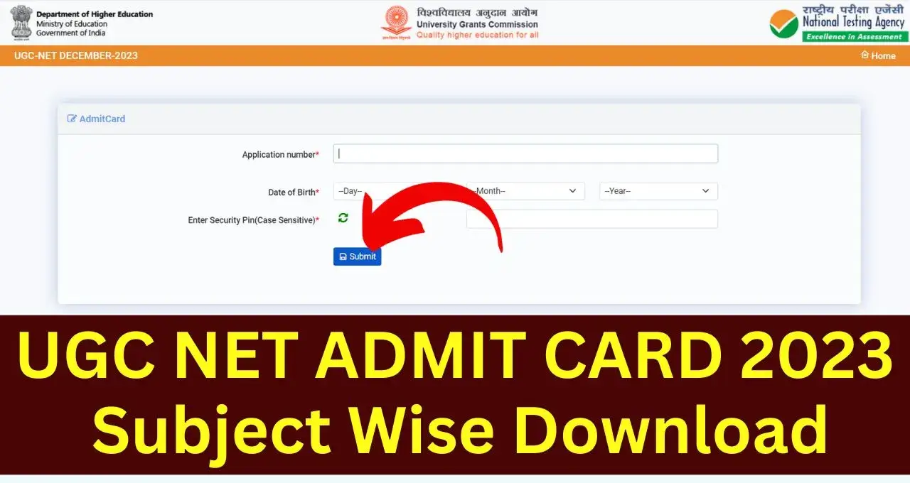 UGC NET Admit Card 2023 Subject Wise Download
